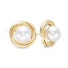 Thumbnail Image 0 of 6.0mm Freshwater Cultured Pearl Love Knot Stud Earrings in 14K Gold