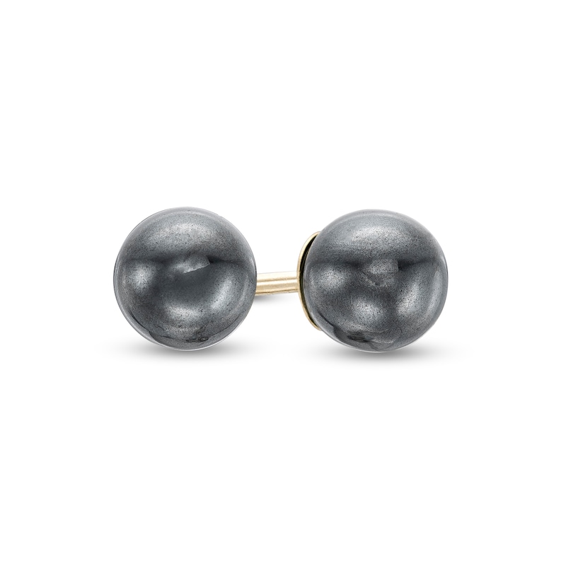 4.0mm Black Hematite Ball Stud Earrings in 14K Gold|Peoples Jewellers