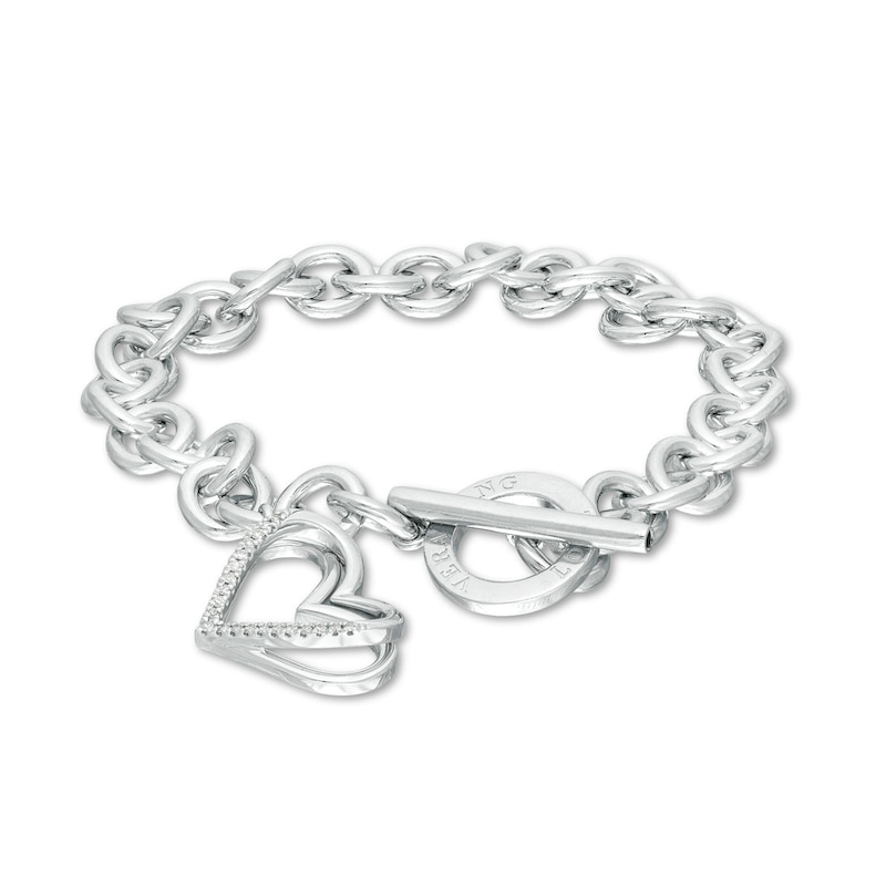 The Kindred Heart from Vera Wang Love Collection 0.085 CT. T.W. Diamond Toggle Bracelet in Sterling Silver|Peoples Jewellers