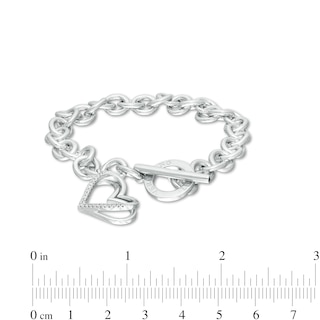 The Kindred Heart from Vera Wang Love Collection 0.085 CT. T.W. Diamond Toggle Bracelet in Sterling Silver