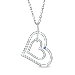 Vera Wang Love Collection 0.115 CT. T.W. Diamond Tilted Double Heart Outline Pendant in Sterling Silver - 19"