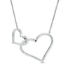 Thumbnail Image 3 of Vera Wang Love Collection 0.15 CT. T.W. Diamond Interlocking Double Heart Necklace in Sterling Silver - 19"