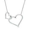 Thumbnail Image 4 of Vera Wang Love Collection 0.15 CT. T.W. Diamond Interlocking Double Heart Necklace in Sterling Silver - 19&quot;