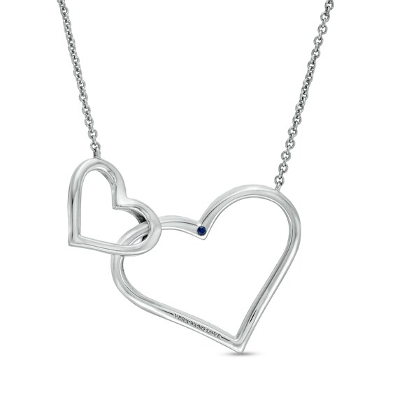 Vera Wang Love Collection 0.15 CT. T.W. Diamond Interlocking Double Heart Necklace in Sterling Silver - 19"