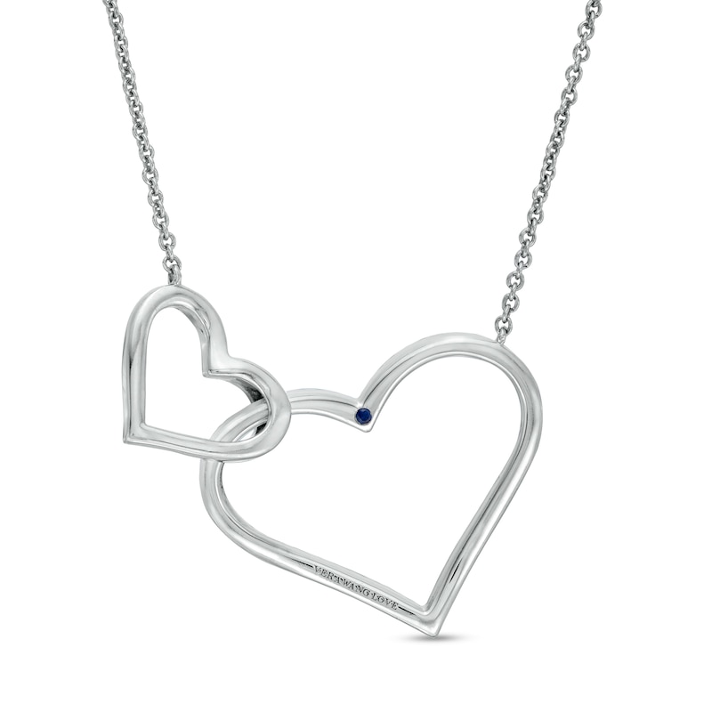 Vera Wang Love Collection 0.15 CT. T.W. Diamond Interlocking Double Heart Necklace in Sterling Silver - 19"