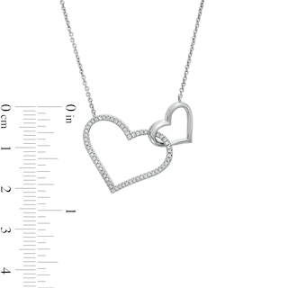 Vera Wang Love Collection 0.15 CT. T.W. Diamond Interlocking Double Heart Necklace in Sterling Silver - 19"