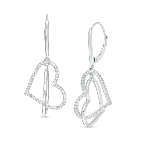 The Kindred Heart from Vera Wang Love Collection 0.29 CT. T.W. Diamond Interlocking Drop Earrings in Sterling Silver