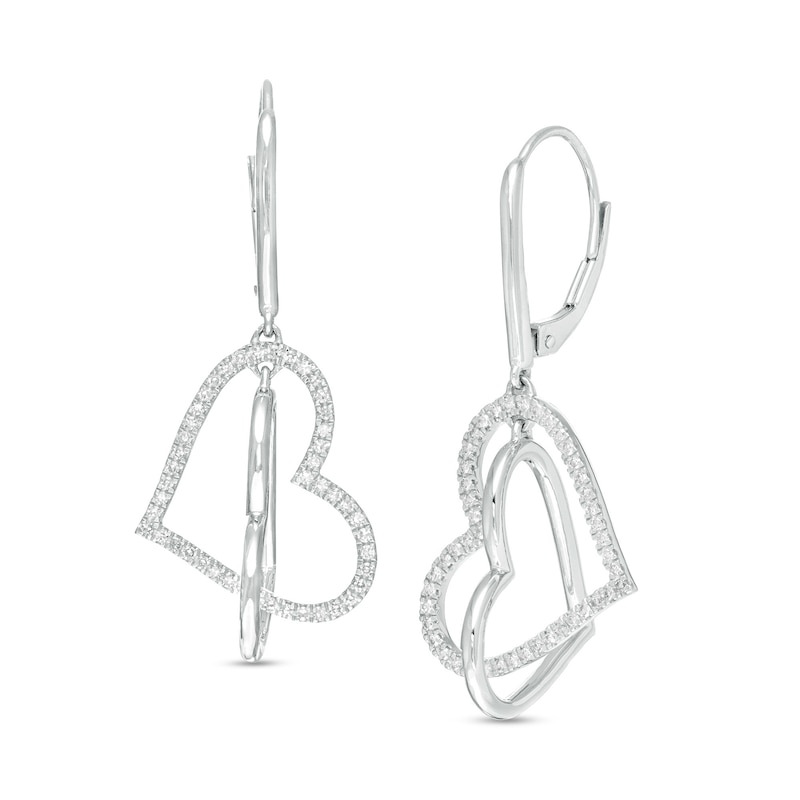 The Kindred Heart from Vera Wang Love Collection 0.29 CT. T.W. Diamond Interlocking Drop Earrings in Sterling Silver