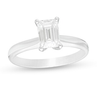 CT. Certified Emerald-Cut Lab-Created Diamond Solitaire Engagement Ring in 14K White Gold (F/SI2