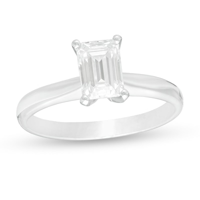 CT. Certified Emerald-Cut Lab-Created Diamond Solitaire Engagement Ring in 14K White Gold (F/SI2