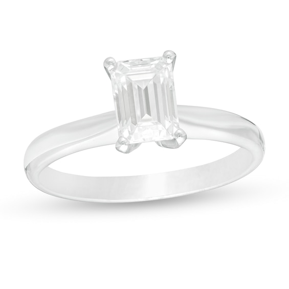 CT. Certified Emerald-Cut Lab-Created Diamond Solitaire Engagement Ring in 14K White Gold (F/SI2