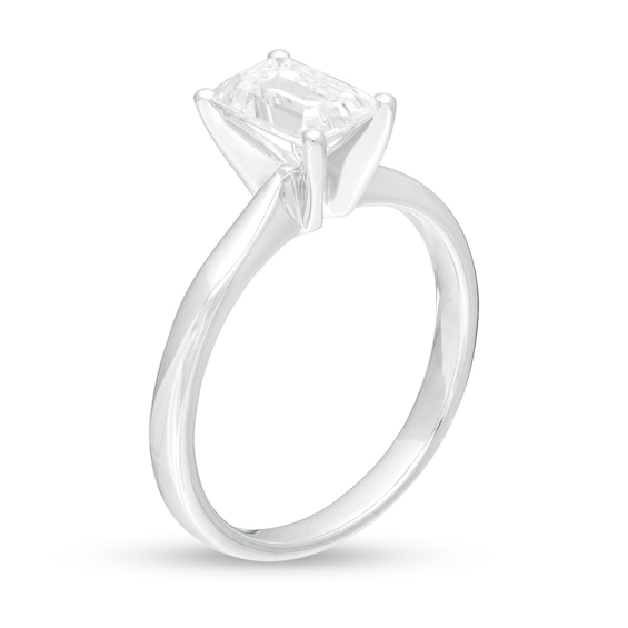 CT. Certified Emerald-Cut Lab-Created Diamond Solitaire Engagement Ring in 14K White Gold (F/SI2