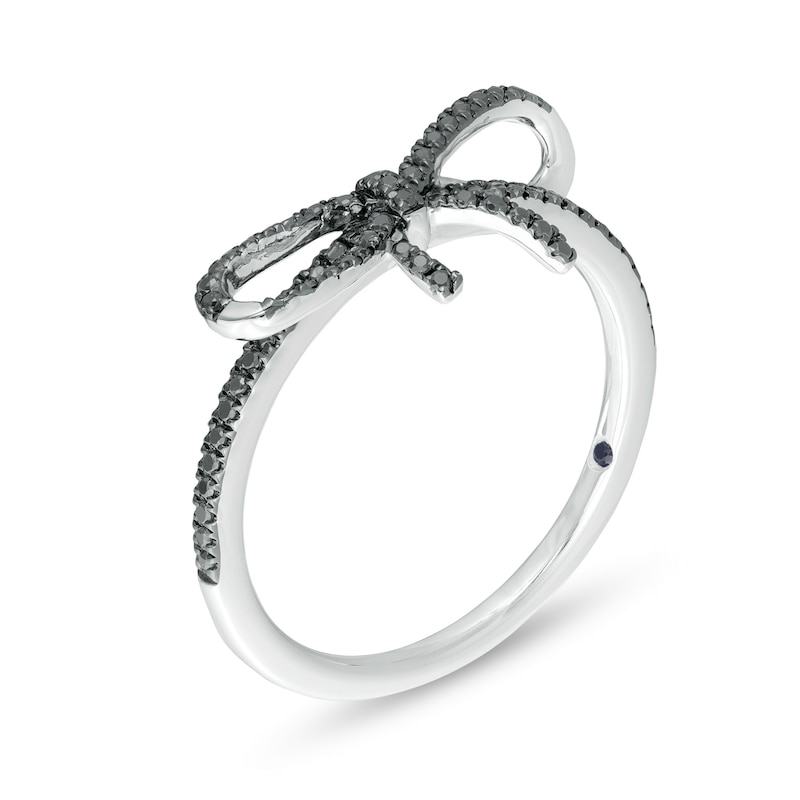 Vera Wang Love Collection 0.23 CT. T.W. Black Diamond Bow Ring in Sterling Silver