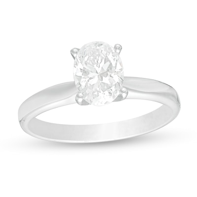 CT. Certified Oval Lab-Created Diamond Solitaire Engagement Ring in 14K White Gold (F/SI2