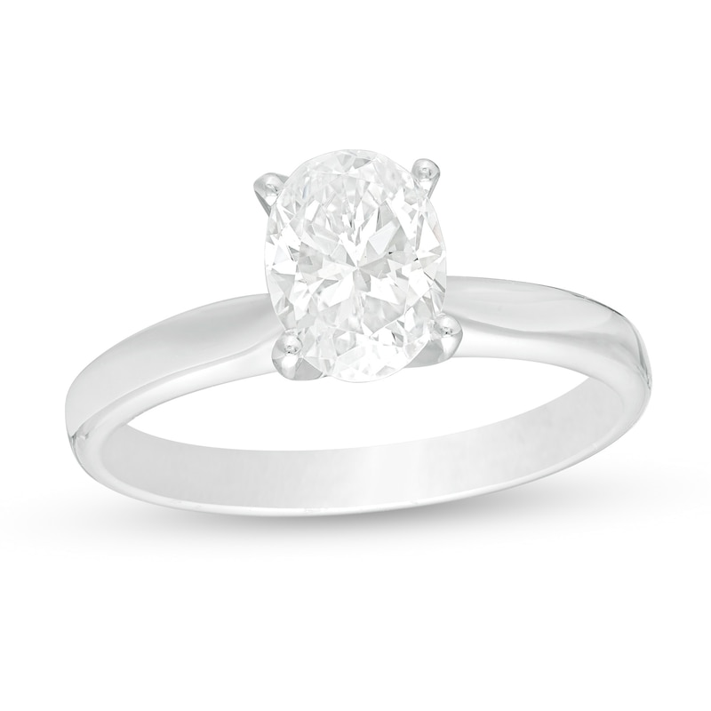 CT. Certified Oval Lab-Created Diamond Solitaire Engagement Ring in 14K White Gold (F/SI2)|Peoples Jewellers