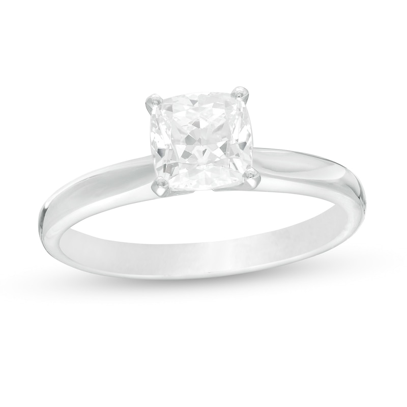 1.00 CT. Certified Cushion-Cut Lab-Created Diamond Solitaire Engagement Ring in 14K White Gold (F/SI2)