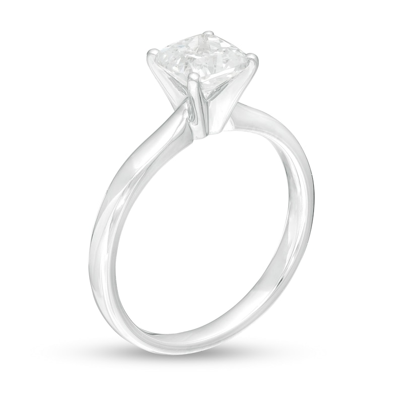 1.00 CT. Certified Cushion-Cut Lab-Created Diamond Solitaire Engagement Ring in 14K White Gold (F/SI2)|Peoples Jewellers