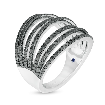 Vera Wang Love Collection 0.95 CT. T.W. Black Diamond Multi-Row Ring in Sterling Silver