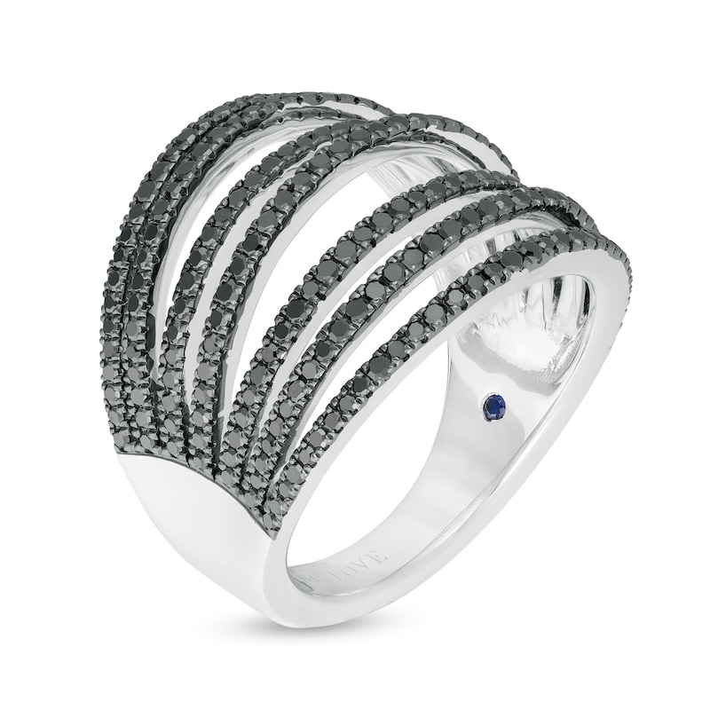 Vera Wang Love Collection 0.95 CT. T.W. Black Diamond Multi-Row Ring in Sterling Silver|Peoples Jewellers
