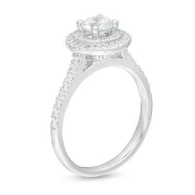 1.00 CT. T.W. Certified Lab-Created Diamond Double Frame Engagement Ring in 14K White Gold (F/SI2)