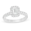 Thumbnail Image 0 of 1.00 CT. T.W. Certified Emerald-Cut Lab-Created Diamond Frame Engagement Ring in 14K White Gold (F/SI2)