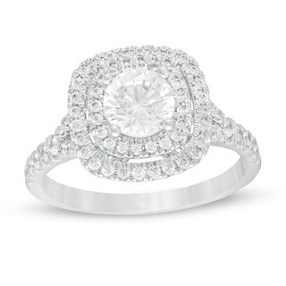 1.50 CT. T.W. Certified Lab-Created Diamond Double Frame Split Shank Engagement Ring in 14K White Gold (F/SI2)