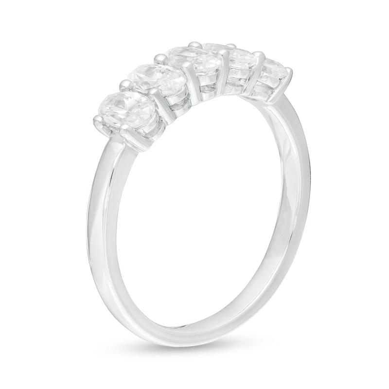 1.00 CT. T.W. Certified Oval Lab-Created Diamond Five Stone Anniversary Band in 14K White Gold (F/SI2)|Peoples Jewellers
