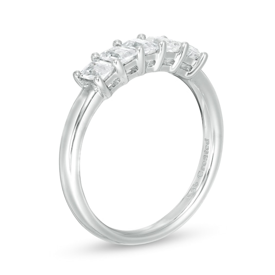 1.00 CT. T.W. Certified Emerald-Cut Lab-Created Diamond Five Stone Anniversary Band in 14K White Gold (F/SI2)