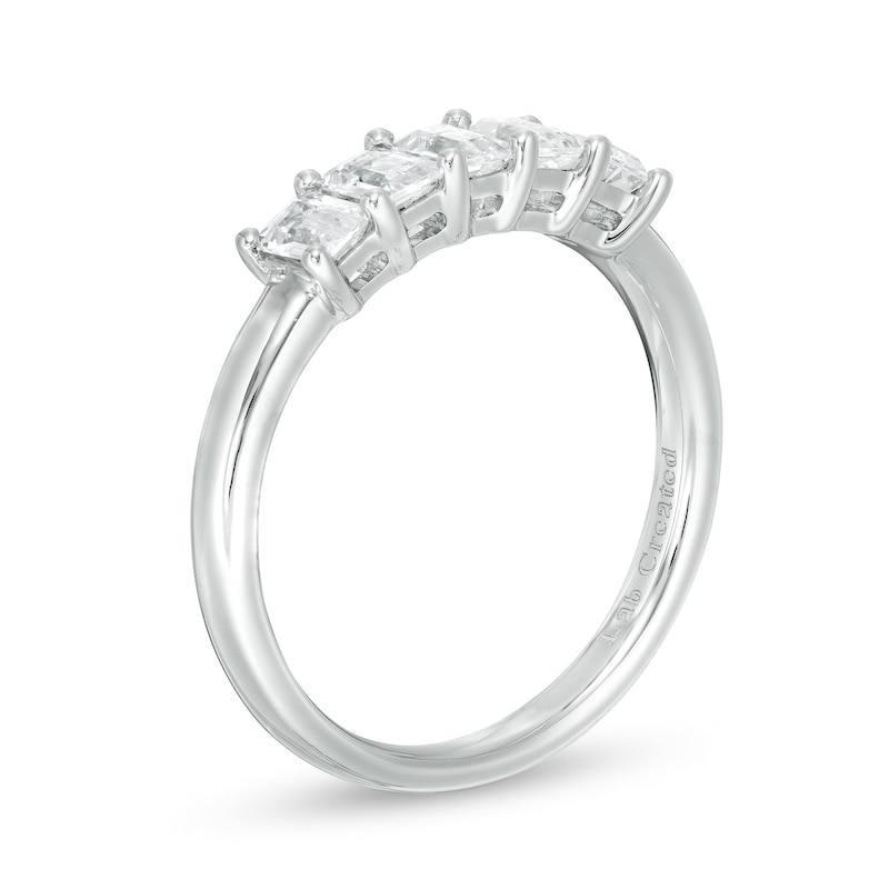 1.00 CT. T.W. Certified Emerald-Cut Lab-Created Diamond Five Stone Anniversary Band in 14K White Gold (F/SI2)|Peoples Jewellers
