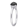 Thumbnail Image 2 of 1.01 CT. T.W. Enhanced Black and White Oval Diamond Tri-Sides Engagement Ring in 14K White Gold