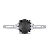 Thumbnail Image 3 of 1.01 CT. T.W. Enhanced Black and White Oval Diamond Tri-Sides Engagement Ring in 14K White Gold