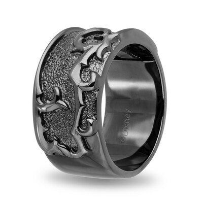 Enchanted Disney Men's Oxidized Thorns Ring in Sterling Silver with Black Rhodium - Size 10