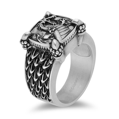 Enchanted Disney Men's Oxidized Dragon and Scales Ring in Sterling Silver - Size 10