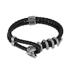 Enchanted Disney Men's Cobra Black Leather Bracelet in Sterling Silver - 8.5"