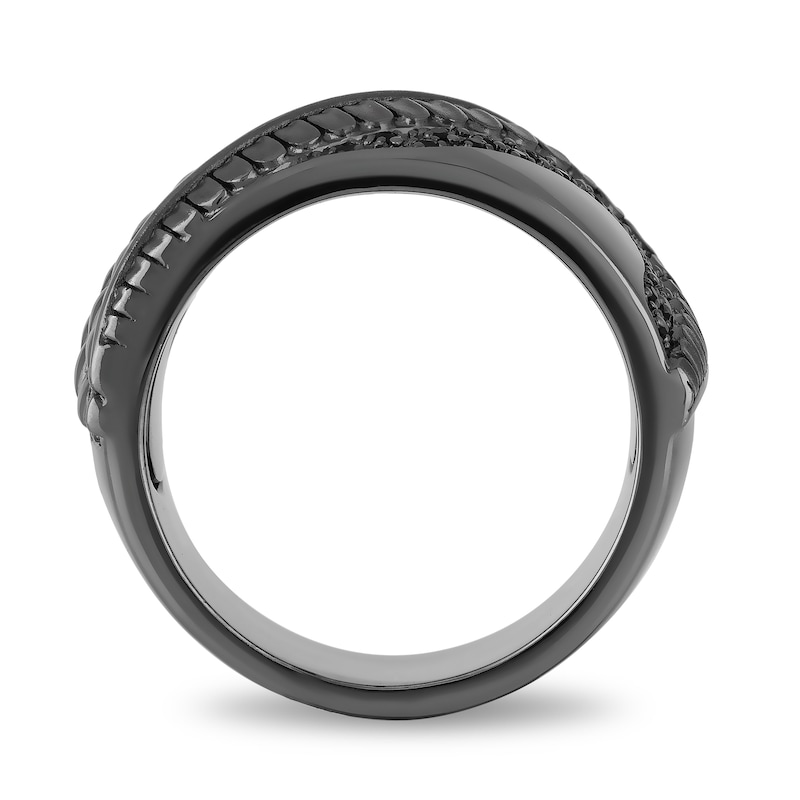 Enchanted Disney Men's 0.145 CT. T.W. Enhanced Black Diamond Snake Scales Ring in Sterling Silver with Black Rhodium|Peoples Jewellers