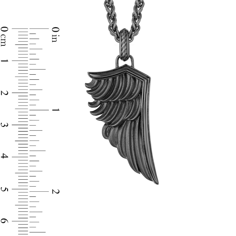 Enchanted Disney Men's Raven Wing Pendant in Sterling Silver with Black Rhodium - 22"|Peoples Jewellers