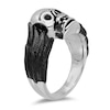 Enchanted Disney Men's 0.115 Enhanced Black Diamond Skull and Wings Ring in Two-Tone Sterling Silver - Size 10