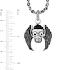 Thumbnail Image 1 of Enchanted Disney Men's Onyx and 0.065 CT. T.W. Enhanced Black Diamond Skull with Wings Pendant in Sterling Silver - 22"