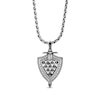 Enchanted Disney Men's 0.065 CT. Enhanced Black Diamond Oxidized Sword and Shield Pendant in Sterling Silver - 22"