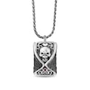 Thumbnail Image 1 of Enchanted Disney Men's Ruby and 0.115 CT. T.W. Enhanced Black Diamond Skull Dog Tag Pendant in Sterling Silver - 22&quot;