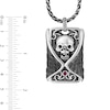 Thumbnail Image 2 of Enchanted Disney Men's Ruby and 0.115 CT. T.W. Enhanced Black Diamond Skull Dog Tag Pendant in Sterling Silver - 22&quot;