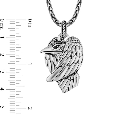 Enchanted Disney Men's Enhanced Black Diamond Accent Raven Pendant in Sterling Silver - 22"