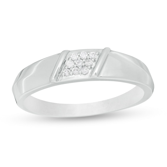 Men's 0.065 CT. T.W. Composite Diamond Wedding Band in 10K White Gold