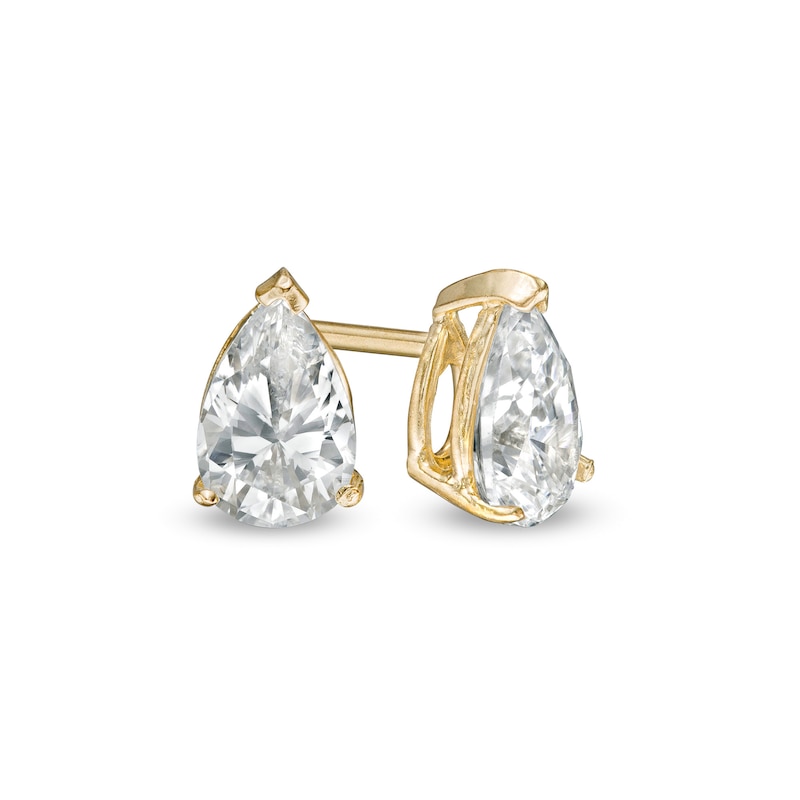 Pear-Shaped Cubic Zirconia Stud Earrings in 14K Gold