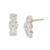 Thumbnail Image 0 of Cubic Zirconia Three Stone Curved Drop Earrings in 14K Gold