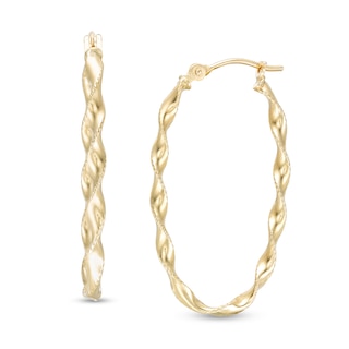 30.5mm Twisted Oval Hoop Earrings in 14K Gold