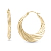 22.0mm Twisted Graduating Tube Hoop Earrings in 14K Gold