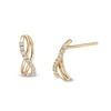 Thumbnail Image 0 of Cubic Zirconia Double Swirl Ribbon Infinity J-Hoop Earrings in 14K Gold