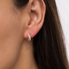 Thumbnail Image 1 of Cubic Zirconia Double Swirl Ribbon Infinity J-Hoop Earrings in 14K Gold