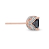 Thumbnail Image 2 of 6.0mm Cushion-Cut London Blue Topaz and Diamond Accent Stud Earrings in 10K Rose Gold